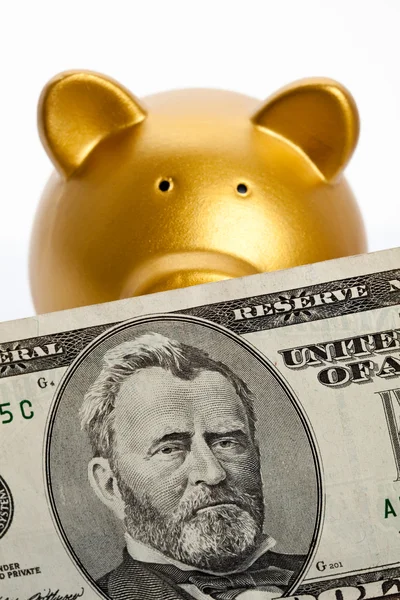 Banco porquinho e dólar — Fotografia de Stock