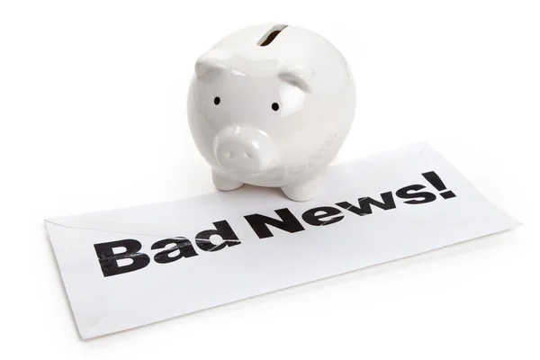 Bad News and Piggy Bank — Stock Photo, Image