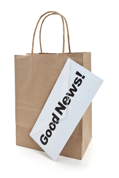 好消息和购物袋 — 图库照片