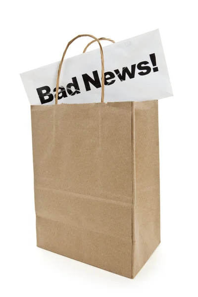 Złe wieści i torba na zakupy — Zdjęcie stockowe