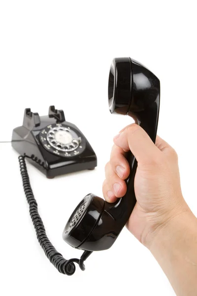 Černý telefonní sluchátko — Stock fotografie