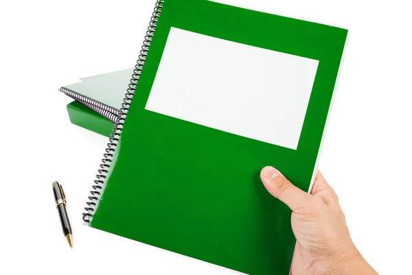 Зеленый школьный учебник — стоковое фото