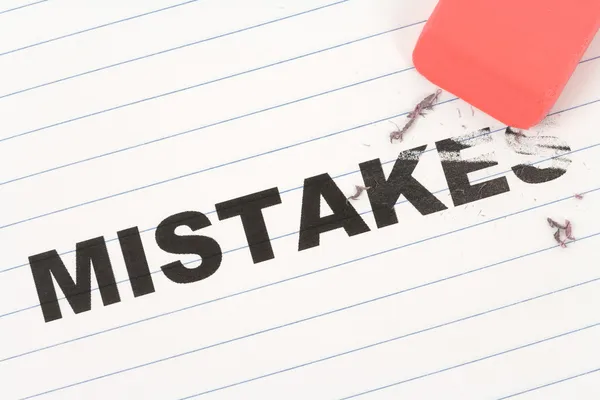 Eraser and word mistakes — Stock Photo, Image