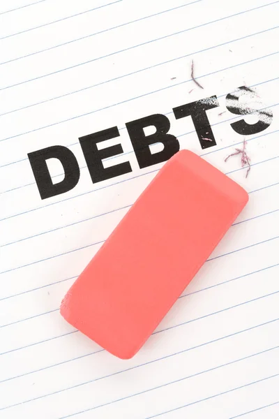 Eraser and word debt — Stock Photo, Image