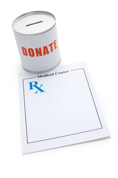 Caixa de prescrição e doação — Fotografia de Stock