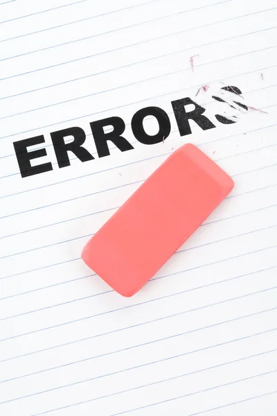 Eraser e erro de palavra — Fotografia de Stock