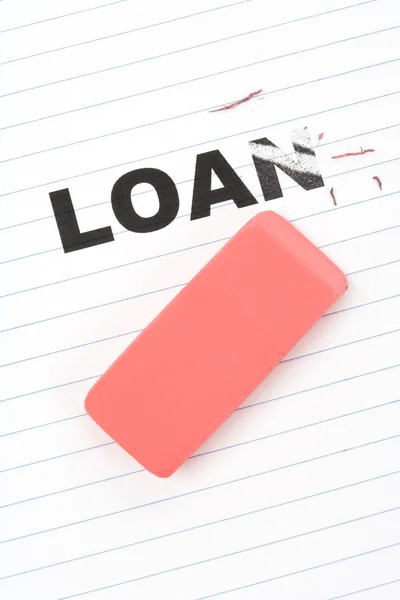 Eraser and word loan — Stock Photo, Image