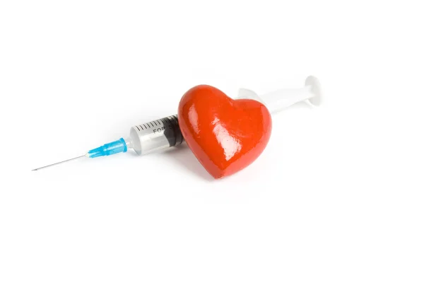 Syringe and Red Heart — Stock Photo, Image