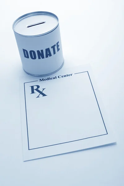 Voorschrift en donatie box — Stockfoto