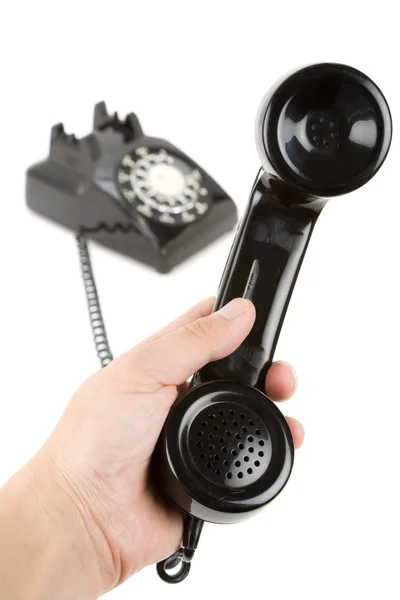 Récepteur téléphonique noir — Photo