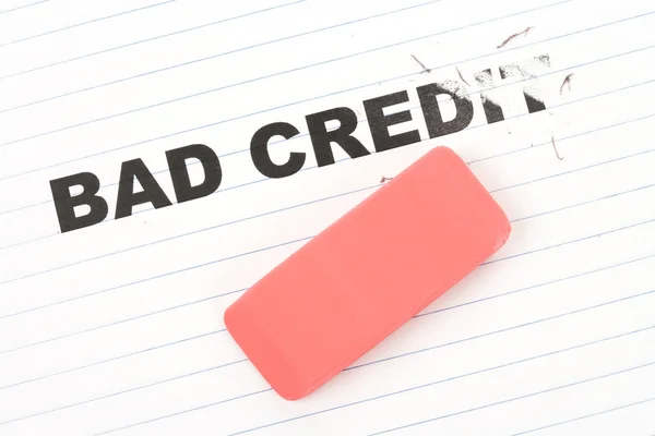 Eraser and word bad credit — Stock Photo, Image
