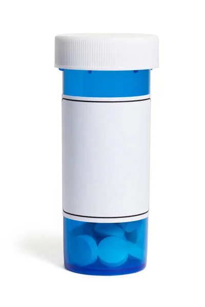 Blauwe pil fles — Stockfoto
