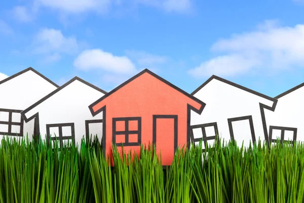 House and green grass — Stock Photo, Image