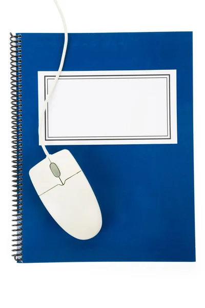 Μπλε σχολείο βιβλίο και υπολογιστή ποντίκι Φωτογραφία Αρχείου