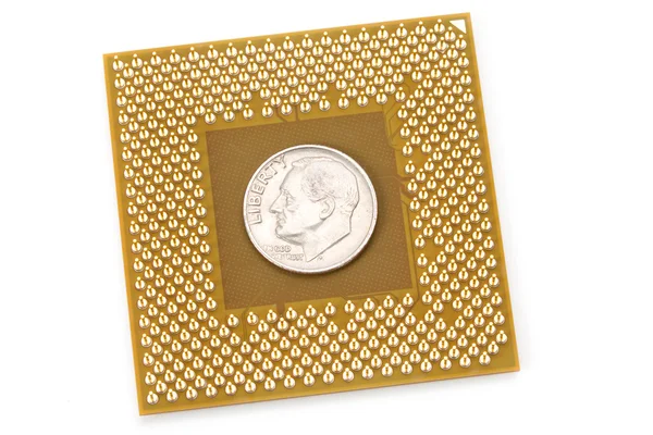 Computer CPU and dollar — Stock Photo, Image