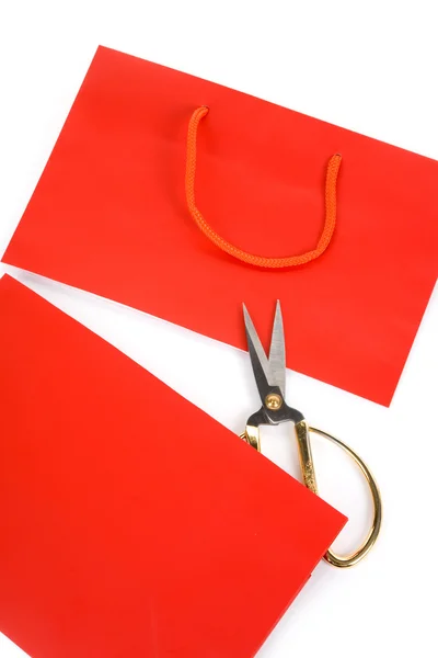 Shopping Bag and scissor — Stock Photo, Image