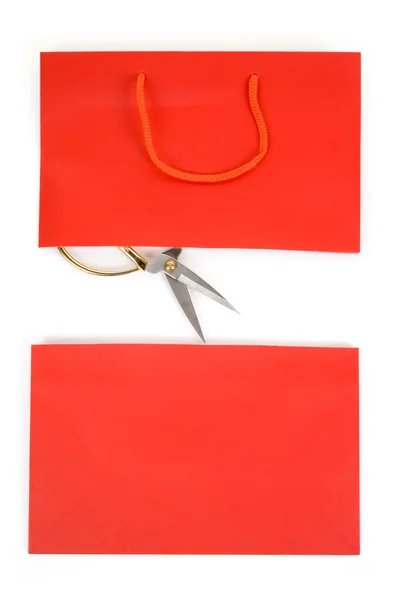 Shopping Bag and scissor — Stock Photo, Image