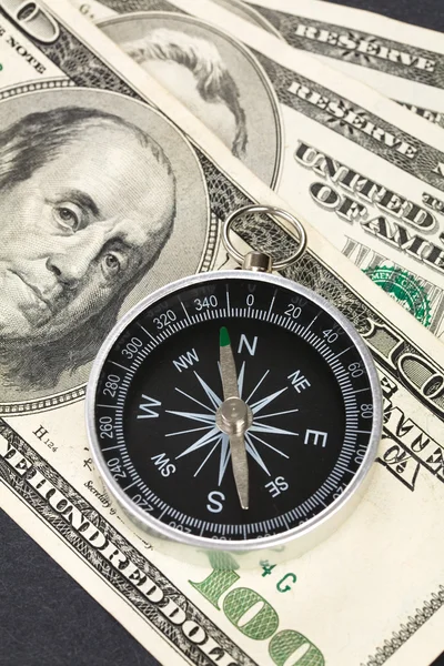 Compass and dollar — Stock Photo, Image