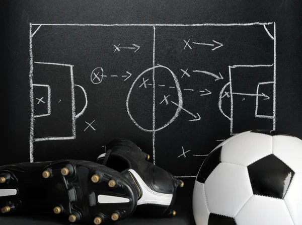 Soccer strategy on a chalkboard — Stock Photo, Image