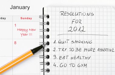 New Year's resolutions listed clipart