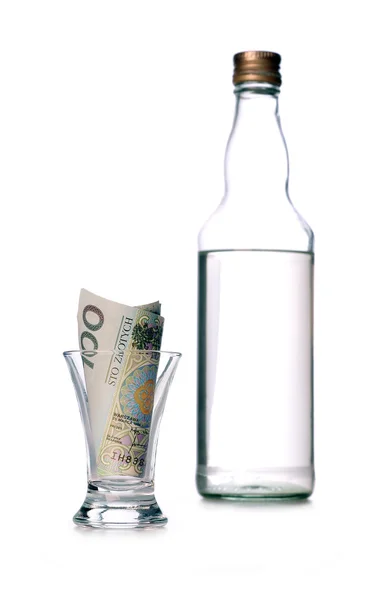 Cien zloty pulido en un vaso — Foto de Stock