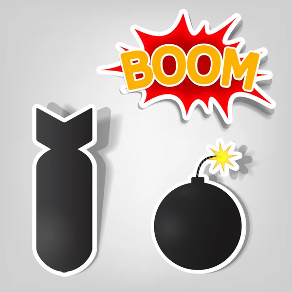 炸弹和火箭贴纸 — 图库矢量图片