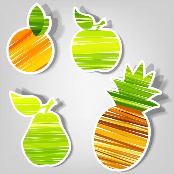 Set of vector stickers. fresh fruit — Stock Vector