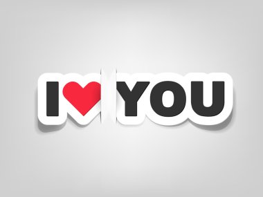 Vector i love you; realistic cut, takes the background color clipart