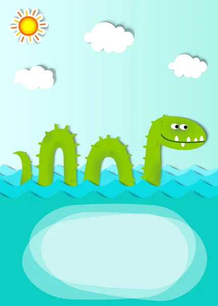 Creative poster with sea monster — Stock Vector