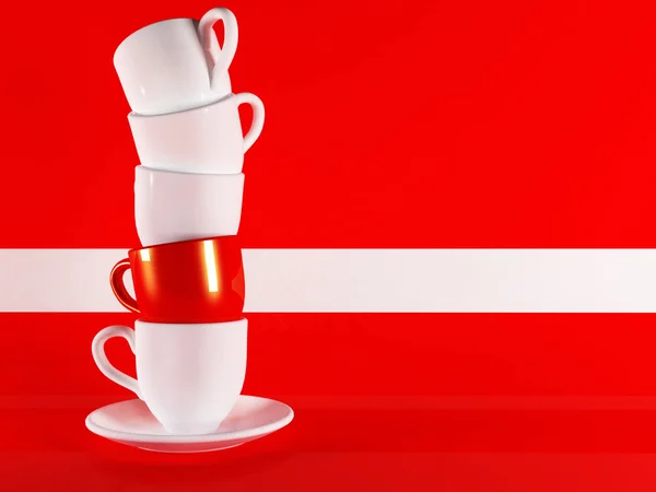 Schöne Tasse auf rotem Hintergrund — Stockfoto