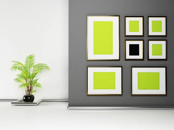 Frames on the wall and a plant — Stock Photo, Image
