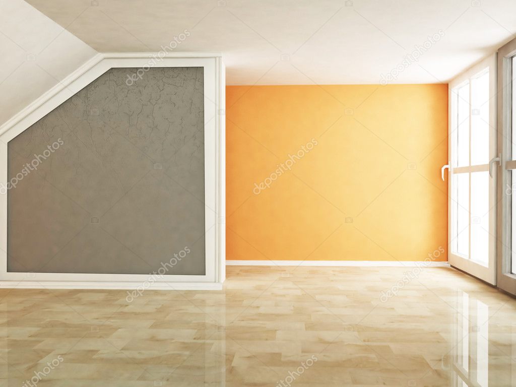 Empty room in warm colors