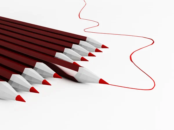 Verschillende rode potloden — Stockfoto