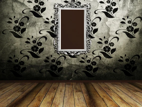 Grote oude spiegel op de vintage muur — Stockfoto