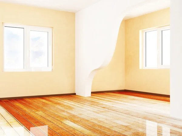 Leeres Zimmer mit zwei Fenstern — Stockfoto