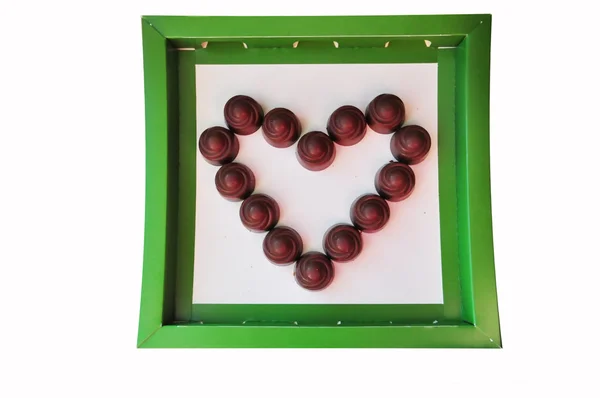 Uma caixa com os chocolates para Valentine — Fotografia de Stock