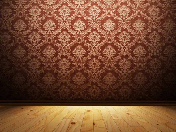 Interior vazio com belo papel de parede vintage — Fotografia de Stock