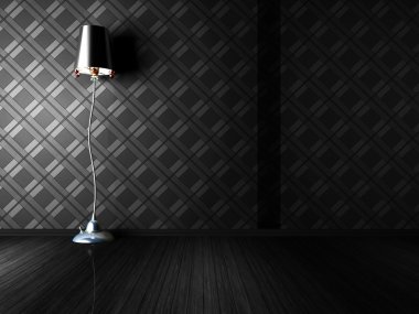 Classic floor lamp in a dark room clipart