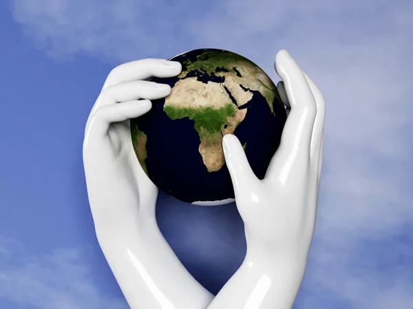 Earth is protected by human hands — Stock Photo, Image