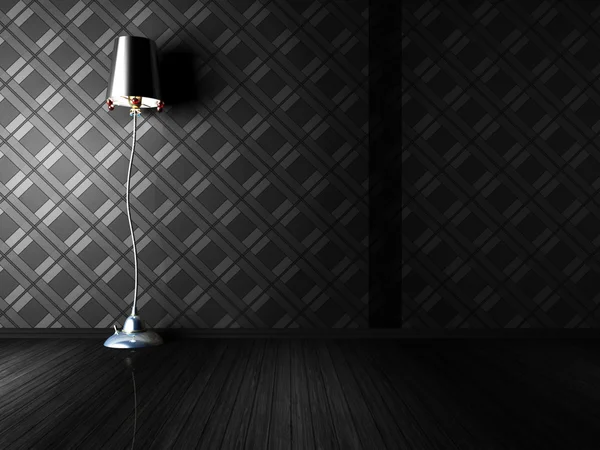 Lâmpada de assoalho clássica em um quarto escuro — Fotografia de Stock