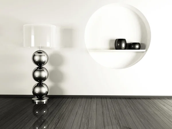 Kreativní stojací lampu a výklenek v interiéru — Stock fotografie