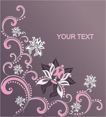 Vintage graphic background with flower ornamental elements and text clipart