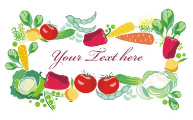 Vector border for text with decorative vegetables clipart