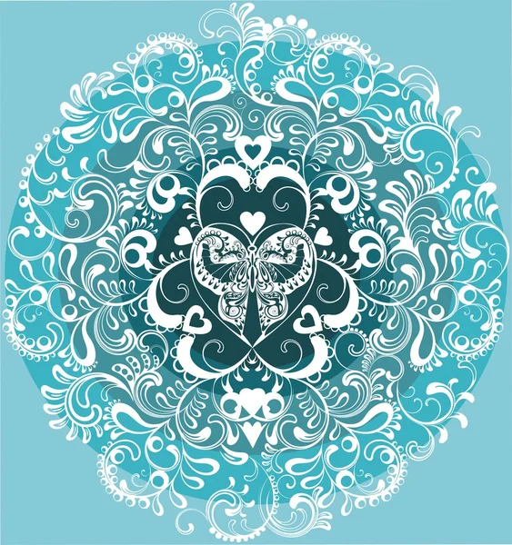 Vector florecer mariposa en círculo ornamental - Mandala — Vector de stock