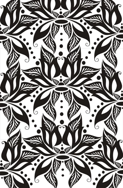 Patrón ornamental vectorial sobre fondo blanco con elemento decorativo negro — Vector de stock