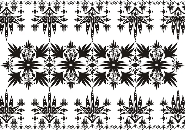Patrón ornamental vectorial sobre fondo con elementos decorativos negros — Vector de stock