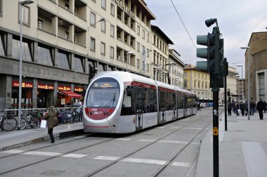 bir istasyonda tren. Florence, Toskana, İtalya