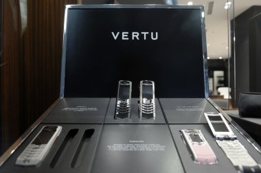 Vertu phones on display in store clipart