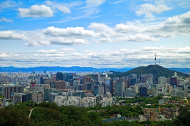 Panoramic view of Seoul, South Korea clipart