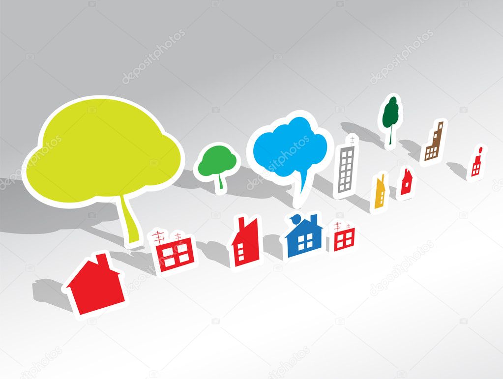 Paper house vector background